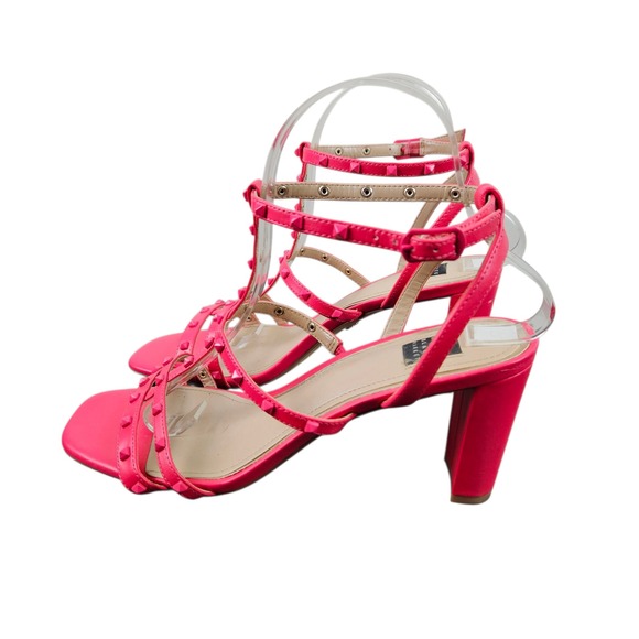 White House Black Market "Brooklyn" Pink Studded T-Strap‎ Heeled Sandals Size 8M - Picture 2 of 13